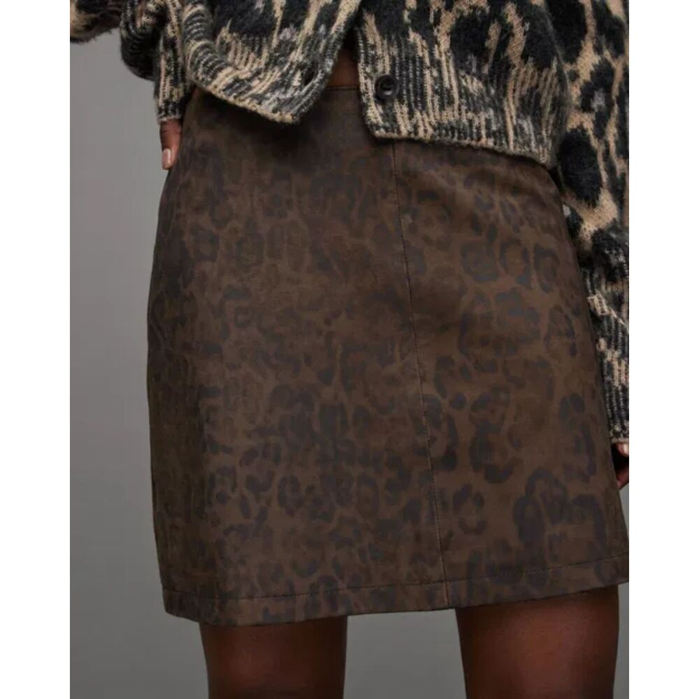 NWT ALLSAINTS  Lila Leo Genuine Goat Leather Mini Skirt Size 2